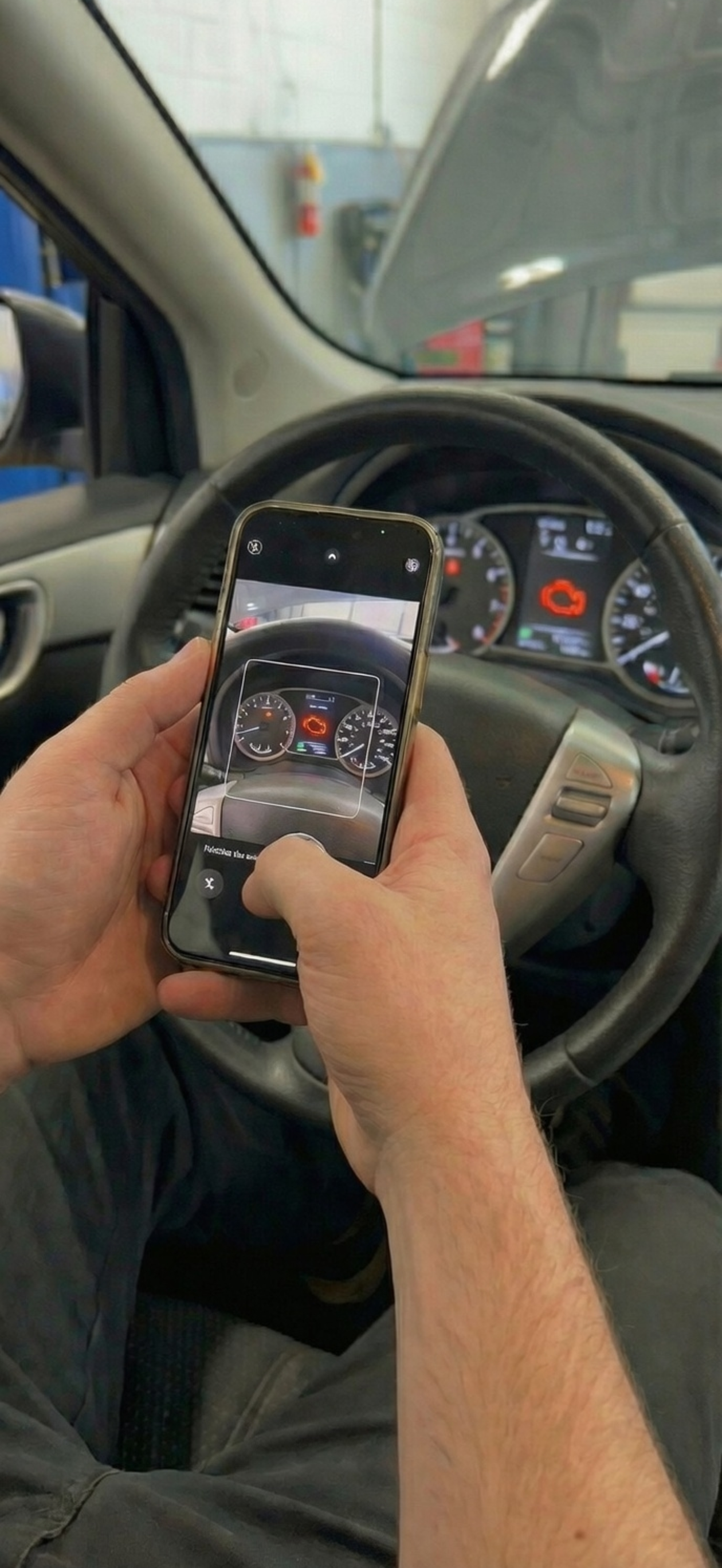 CarSight scanning dashboard warning lights in a real garage